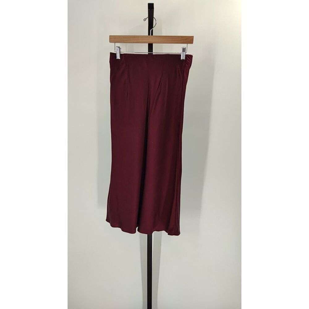 Quince Burgundy Satin-Effect Midi Skirt - Picture 2 of 3